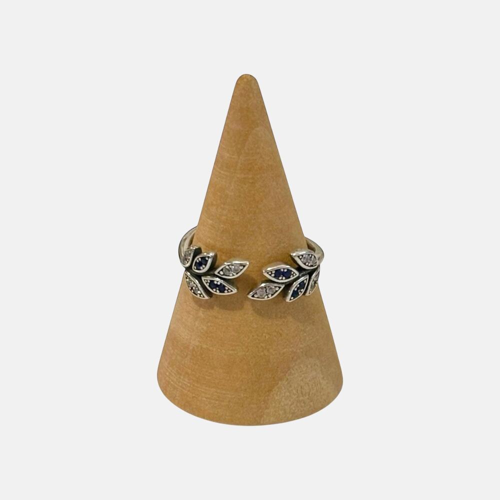 925 Sterling Silver Blue Leaf Adjustable Ring